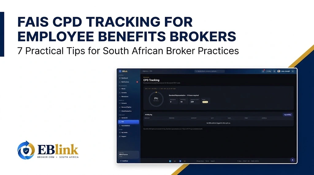 FAIS CPD tracking for employee benefits brokers in South Africa using EBlink CRM